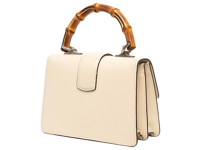 Borsa Satchel Mini Dionysus Web in pelle di vitello bianca con bambù Gucci - vista 2