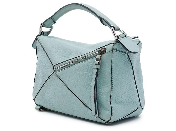 Borsa Puzzle LOEWE in vitello goffrato Anagram, piccola, blu - vista 2