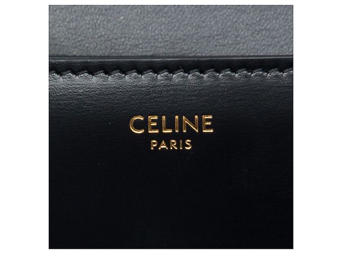 Céline Borsa a tracolla con catena Celine Cuir Triomphe in pelle di vitello liscia nera - vista 5