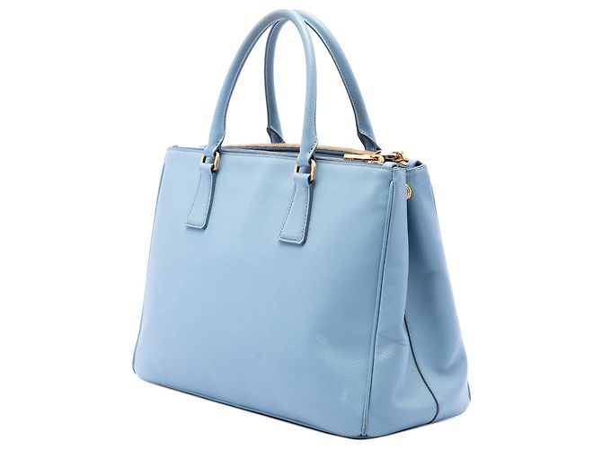 Borsa Prada Blue Medium Saffiano Lux Galleria Double Zip Satchel - vista 2