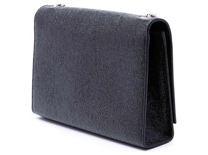 Autre Marque Saint Laurent Black Medium Crackled Patent Monogram Kate Crossbody - vista 2