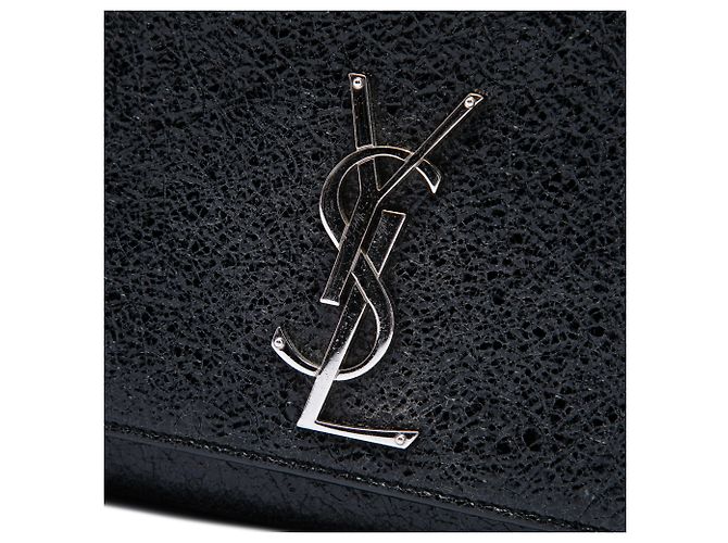 Autre Marque Saint Laurent Black Medium Crackled Patent Monogram Kate Crossbody - vista 5