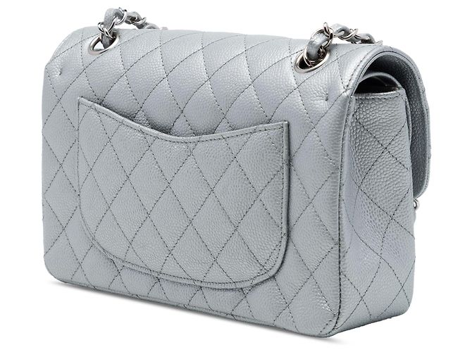 Chanel Silver Medium Classic Metallic Caviar Double Flap - vista 2