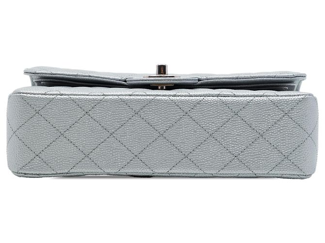 Chanel Silver Medium Classic Metallic Caviar Double Flap - vista 3