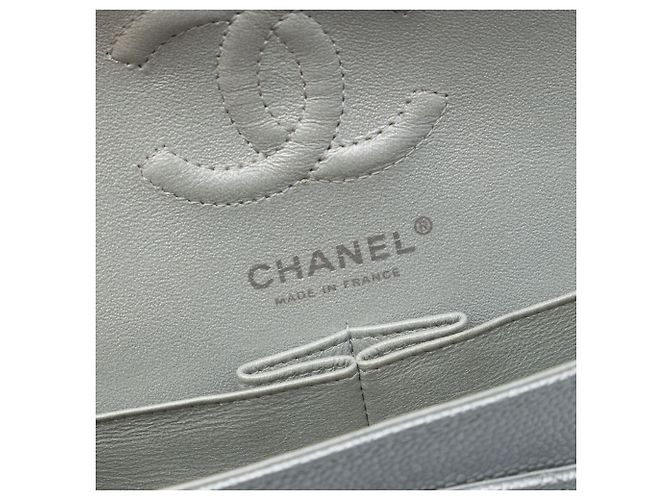 Chanel Silver Medium Classic Metallic Caviar Double Flap - vista 5