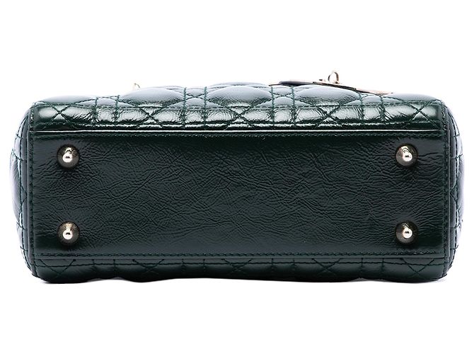 Dior Green Small Crinkled Patent Cannage Lady Dior - vista 3