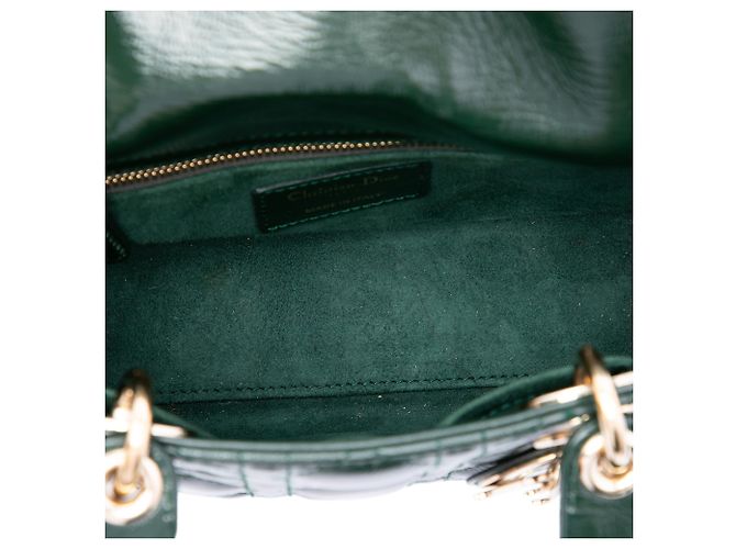 Dior Green Small Crinkled Patent Cannage Lady Dior - vista 4