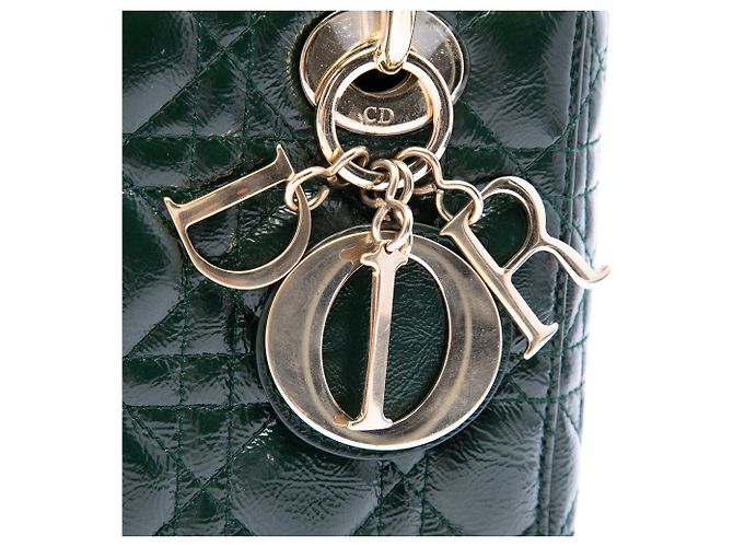 Dior Green Small Crinkled Patent Cannage Lady Dior - vista 5