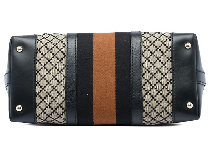 Borsa Satchel Gucci in tela Diamante beige e Web - vista 3