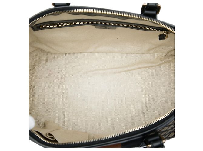 Borsa Satchel Gucci in tela Diamante beige e Web - vista 4
