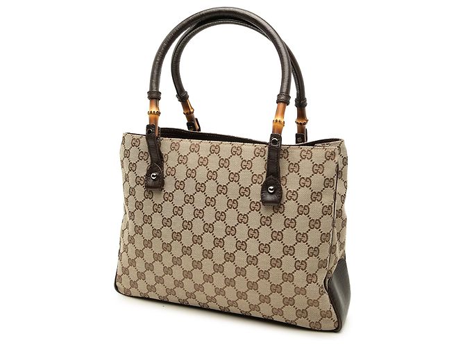 Gucci Beige GG Canvas Bamboo Tote - Ansicht 2