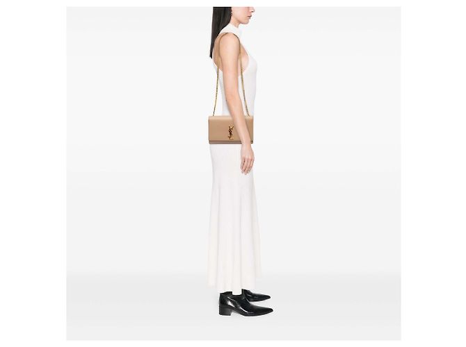 Autre Marque Saint Laurent Beige Medium Grain De Poudre Monogram Kate Crossbody - vista 5