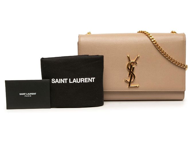 Autre Marque Saint Laurent Beige Medium Grain De Poudre Monogram Kate Crossbody - vista 6