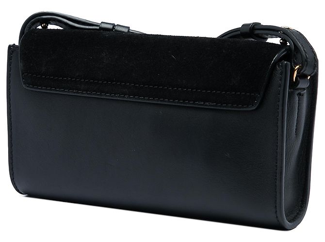 Chloé Mini Faye Chain Crossbody in vitello e camoscio nero - vista 2
