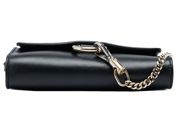 Chloé Mini Faye Chain Crossbody in vitello e camoscio nero - vista 3