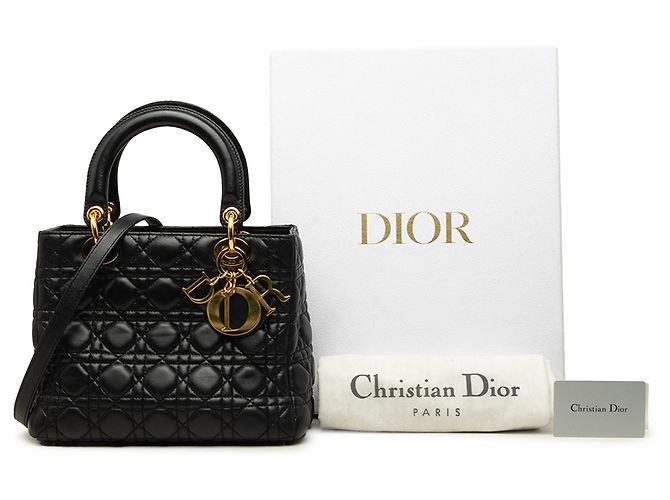 Dior Black Medium Lambskin Cannage Lady Dior - Ansicht 7