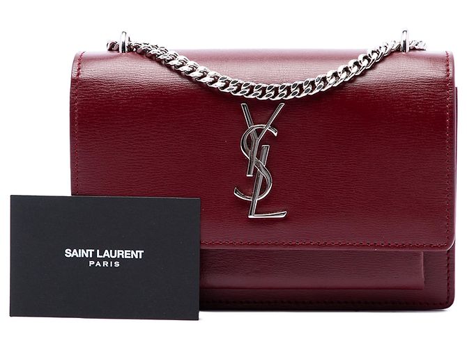 Autre Marque Saint Laurent Red Small Calfskin Monogram Sunset Crossbody - vista 7