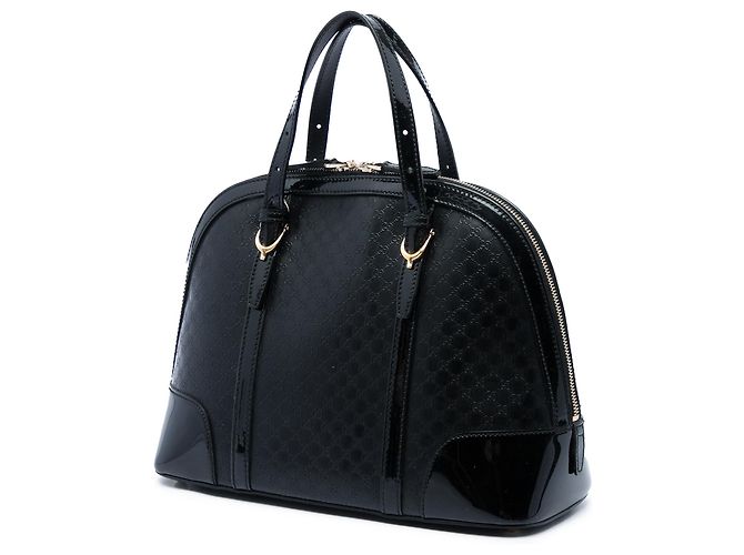 Borsa Gucci Nice Small in pelle verniciata Microguccissima Nera - vista 2