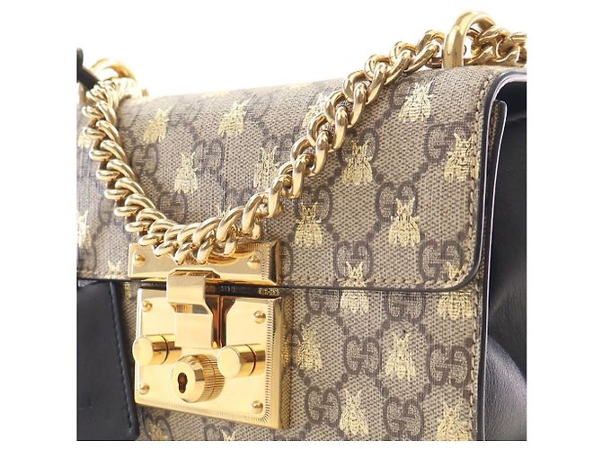 Gucci Beige Small GG Supreme Bee Padlock Crossbody - vista 10