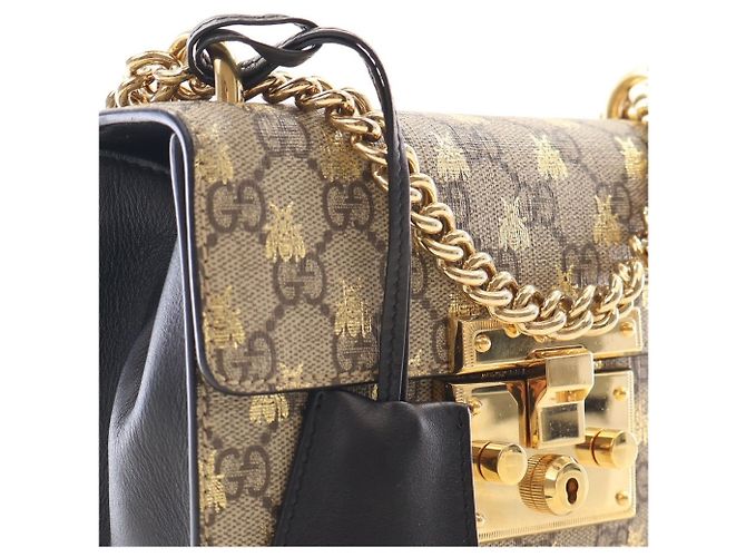 Gucci Beige Small GG Supreme Bee Padlock Crossbody - vista 9