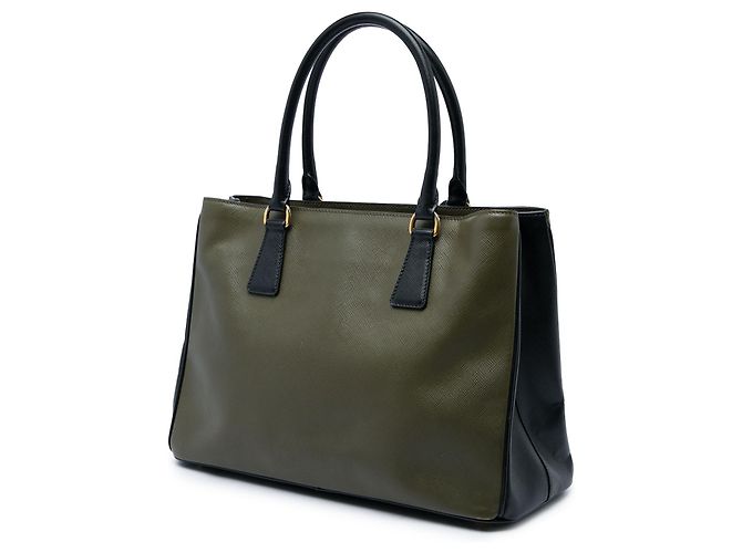 Prada Borsa Tote Lux Gardeners Small Bicolor in Saffiano Verde - vista 2