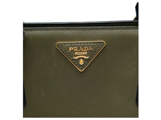 Prada Borsa Tote Lux Gardeners Small Bicolor in Saffiano Verde - vista 5