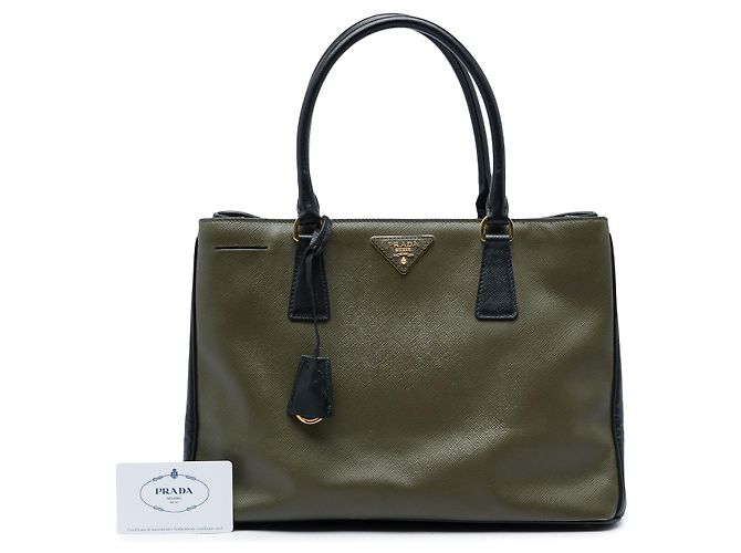 Prada Borsa Tote Lux Gardeners Small Bicolor in Saffiano Verde - vista 7