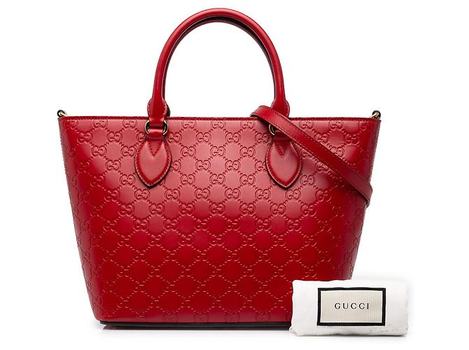 Borsa Tote convertibile Guccissima Small rossa Gucci - vista 7