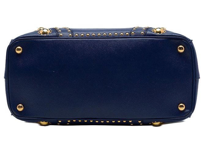 Tote Prada Blue Saffiano Turnlock Double Zip Studded - vista 3
