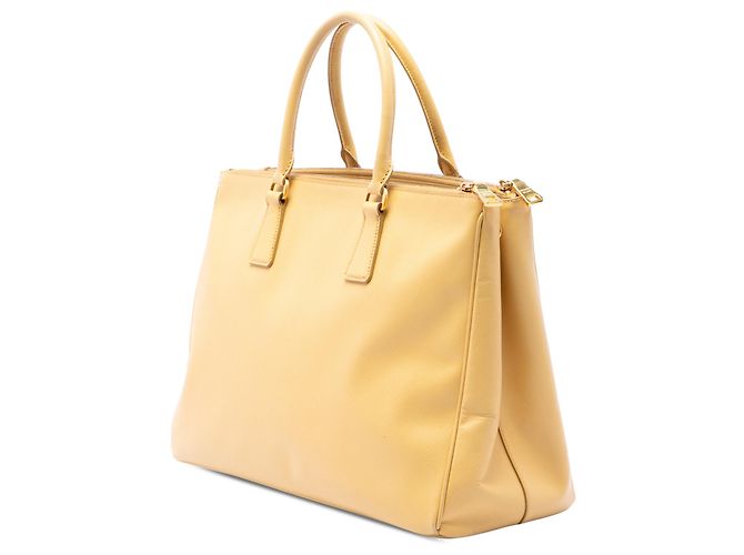 Borsa Prada Yellow Medium Saffiano Lux Galleria Double Zip Satchel - vista 2