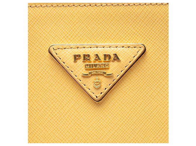 Borsa Prada Yellow Medium Saffiano Lux Galleria Double Zip Satchel - vista 5