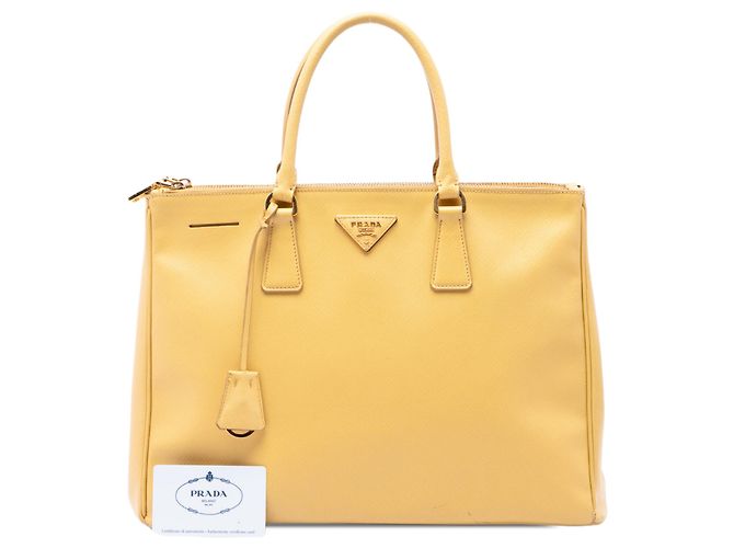 Borsa Prada Yellow Medium Saffiano Lux Galleria Double Zip Satchel - vista 7