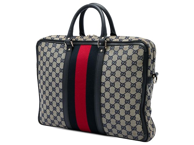 Borsetta Gucci in tela GG beige con banda Web - vista 2
