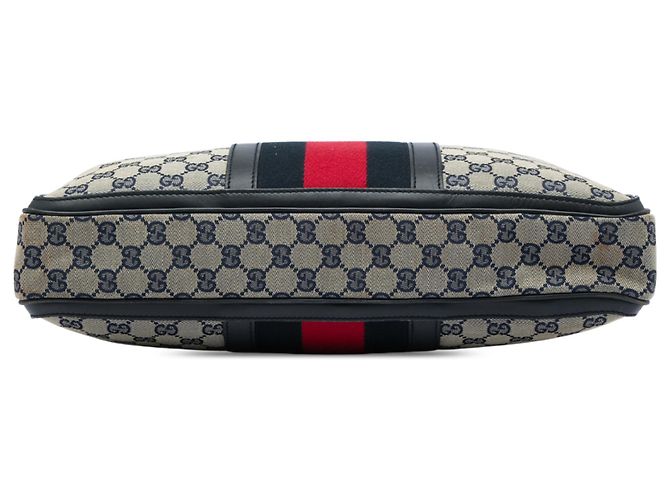 Borsetta Gucci in tela GG beige con banda Web - vista 3