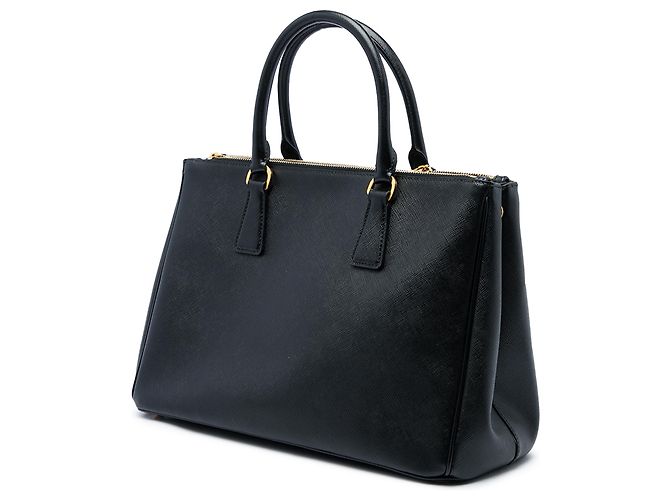 Prada Borsa Galleria Double Zip Grande in pelle Saffiano Nero - vista 2