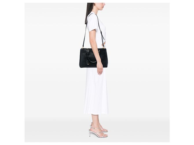 Prada Borsa Galleria Double Zip Grande in pelle Saffiano Nero - vista 5