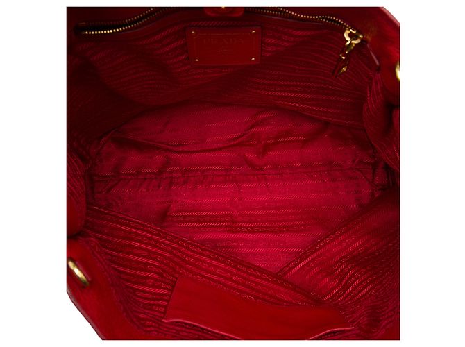 Borsa Tote aperta convertibile Prada in Vitello Daino e Canapa rossa con logo - vista 4