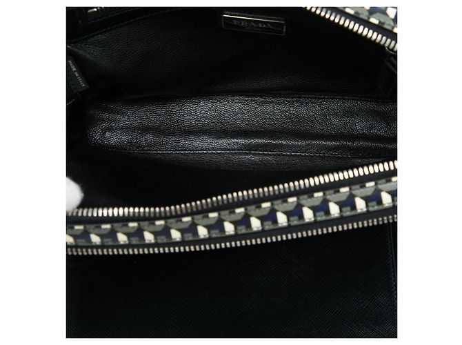 Clutch Zip Portfolio Geometrica Prada Blue Saffiano - vista 4
