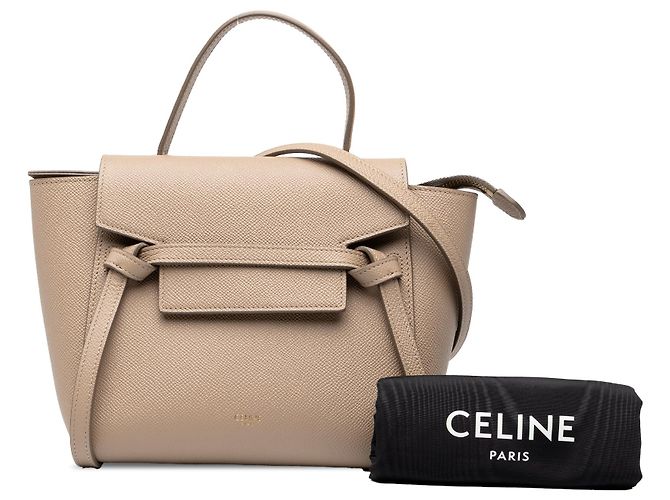 Belt Bag Céline Bolsa de cintura Celine Nano em couro de bezerro granulado Beige - vista 7
