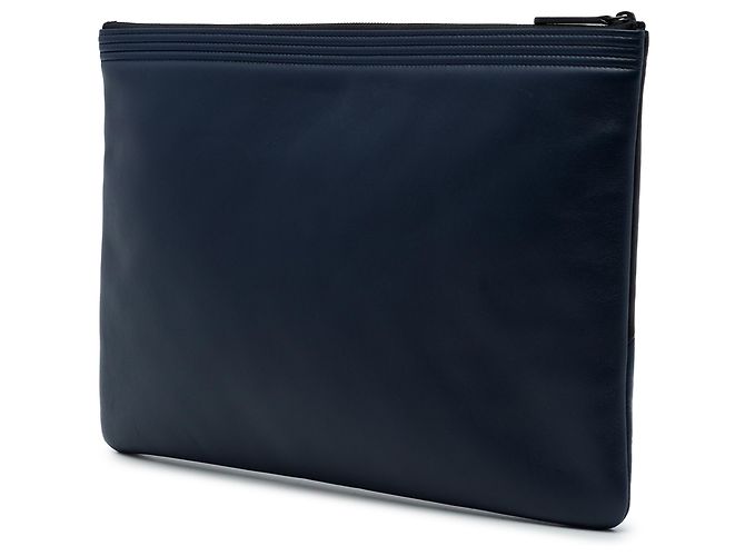 Chanel Blue Large Bicolor Lambskin Boy O Case Clutch - vista 2