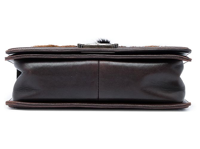Chanel Brown Old Medium Lambskin and Pony Hair Boy Flap - vista 3