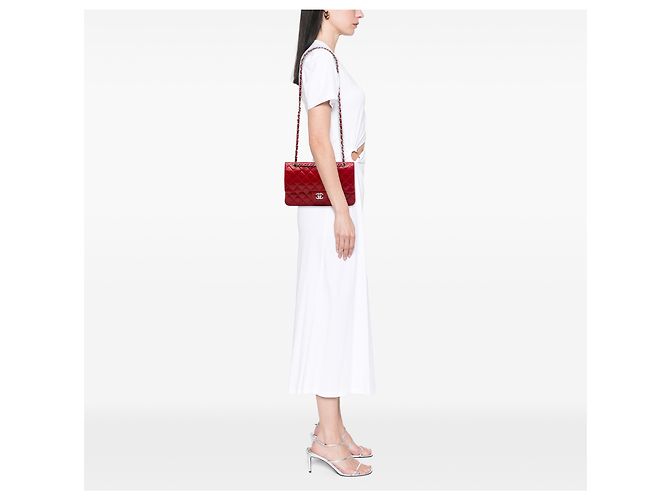 Chanel Red Medium Classic Lambskin Double Flap - Ansicht 6