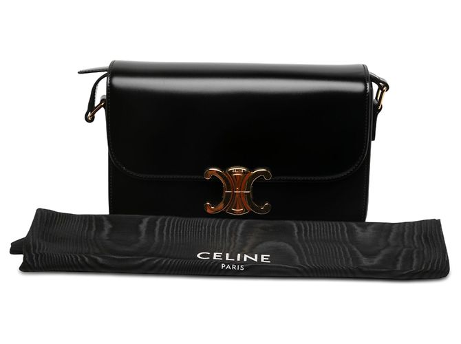 Céline Celine Black Classique Shiny Calfskin Triomphe Crossbody - vista 7