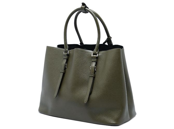 Borsa Prada Large Saffiano Cuir con doppio manico, Verde - vista 2