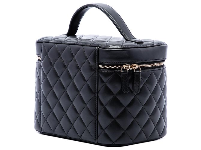 Borsa Vanity Chanel Black CC Quilted Lambskin con manico superiore - vista 2