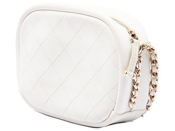Borsa Camera Chanel White Small Quilted Goatskin Casual Trip - vista 2