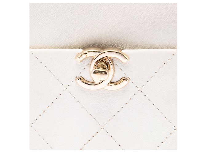Borsa Camera Chanel White Small Quilted Goatskin Casual Trip - vista 5