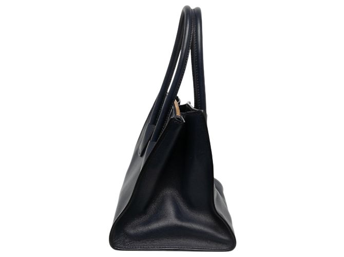 Prada Borsa Satchel Twin Pocket in vitello Glacé Blu Small - vista 5