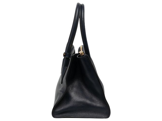 Prada Borsa Satchel Twin Pocket in vitello Glacé Blu Small - vista 6