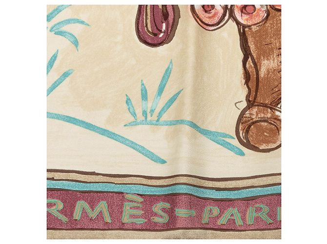 Foulard di seta Hermès Brown Beloved India 90 - vista 5